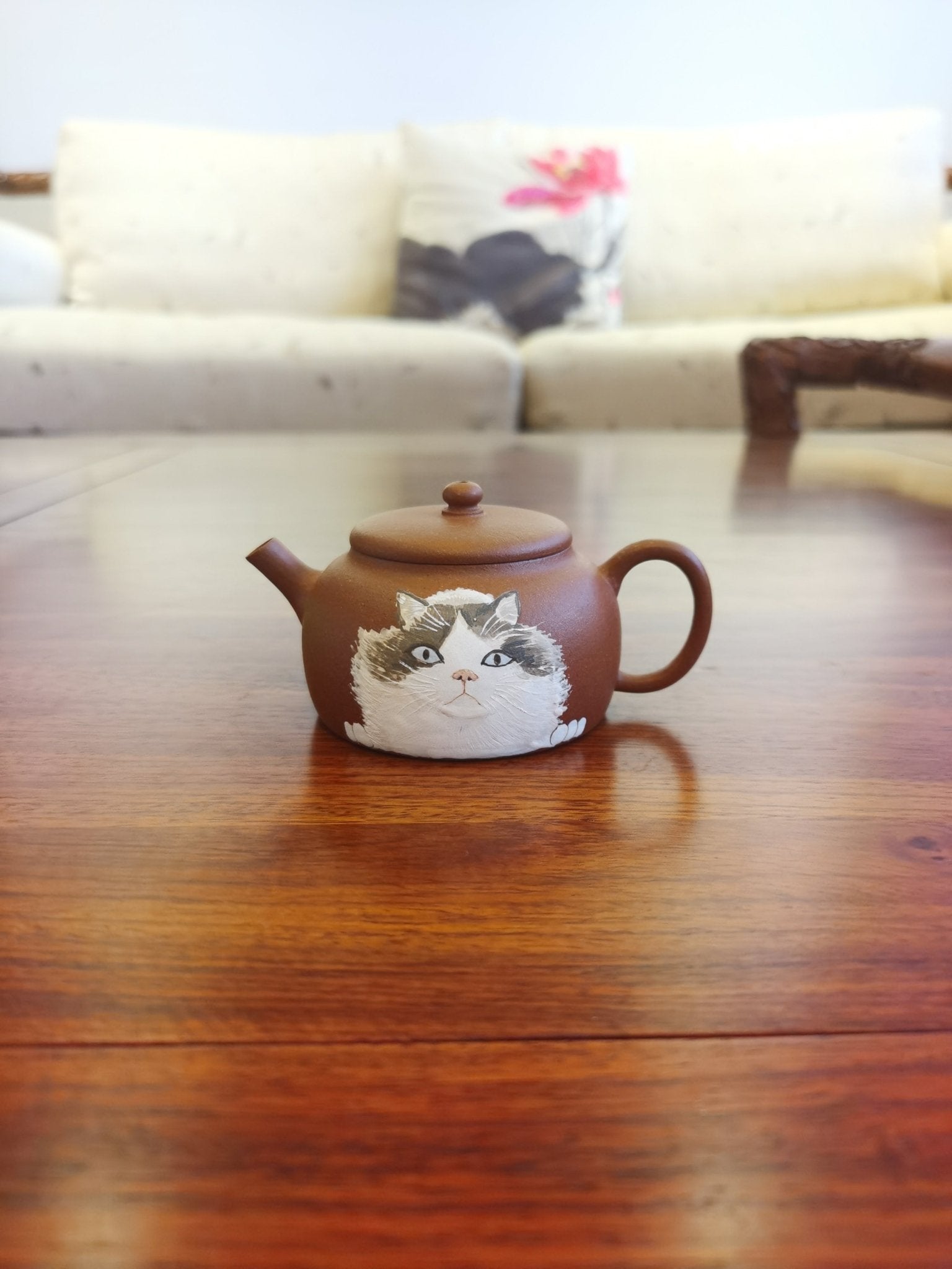 Cat (猫) Yixing teapot 80ml authentic yixing hong ni clay handmade - SiYuTao Teapot